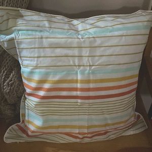J.QUEEN NEW YORK ROXANNE 1 EURO SHAM Striped White Background wi/Sunset Hues NWT